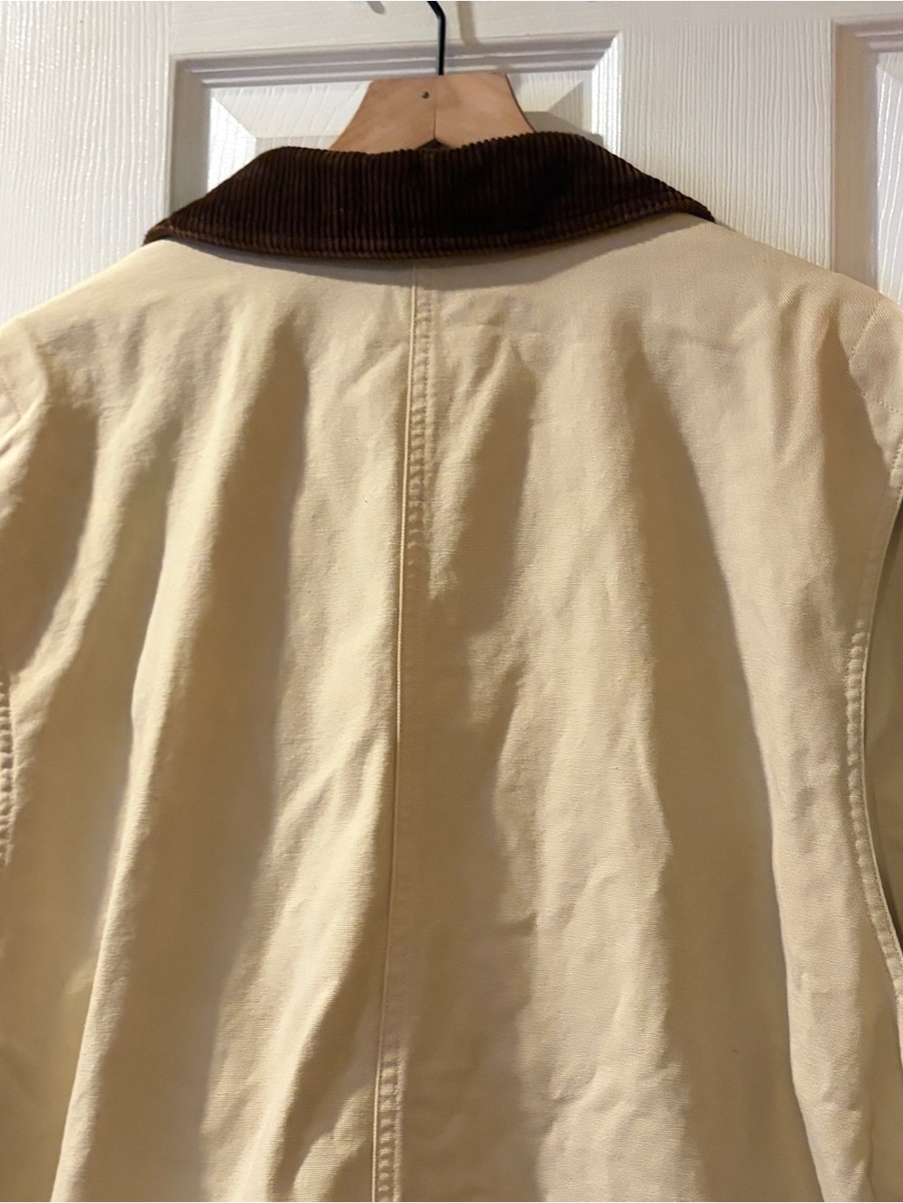 VTG Lands End Chore Jacket Mens XL Tall Tan Cotton Canvas Plaid Lined Gorpcore - Picture 11 of 15